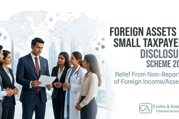 Foreign Assets Disclosure Scheme 2026 banner showing Indian Chartered Accountant advising NRI clients on foreign income reporting