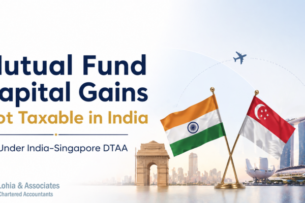 India and Singapore flags with financial theme showing mutual fund capital gains tax exemption under DTAA agreement