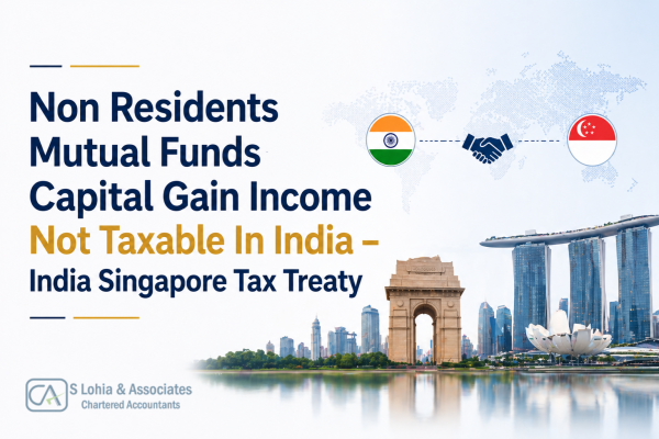 India and Singapore flags with financial theme showing mutual fund capital gains tax exemption under DTAA agreement